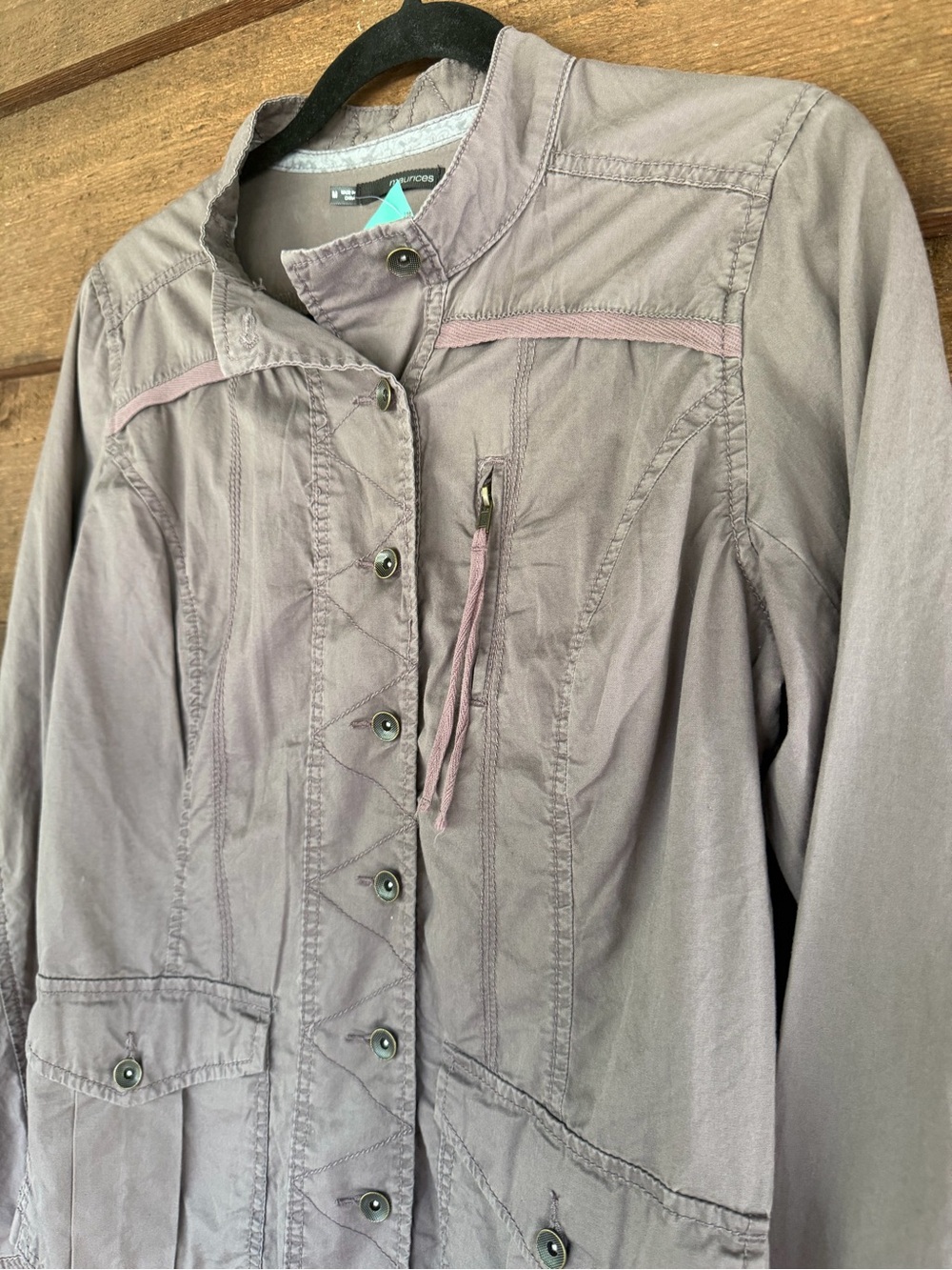 Lavender Gray NWT Lightweight Jacket Button Up Utility Pockets Maurices Sz M